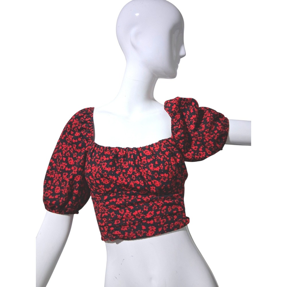 Bershka Babydoll Fairygrunge Womens size Small Y2k Smocked  Romantic‎ Crop Top